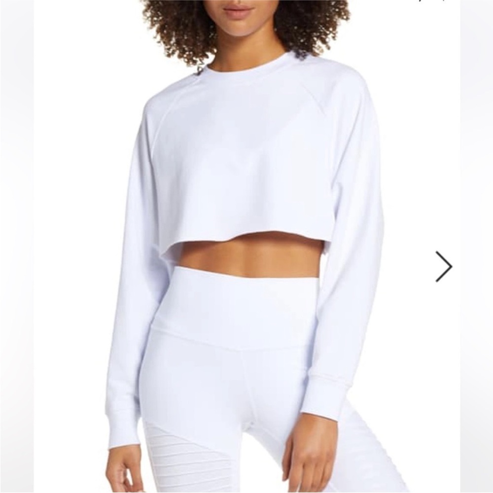 Alo Double Take Crop Sweatshirt - White